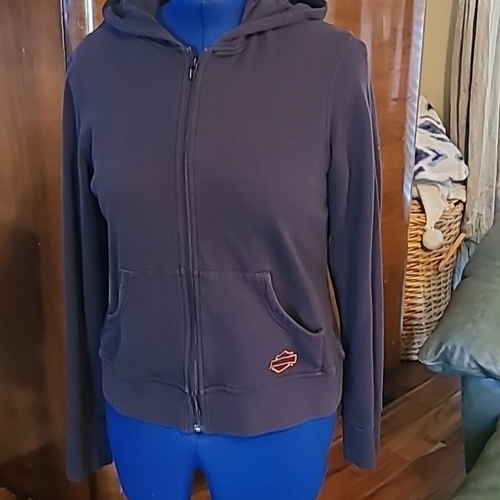 Harley Davidson women's full zip hoodie black. Sz. L (#1426)